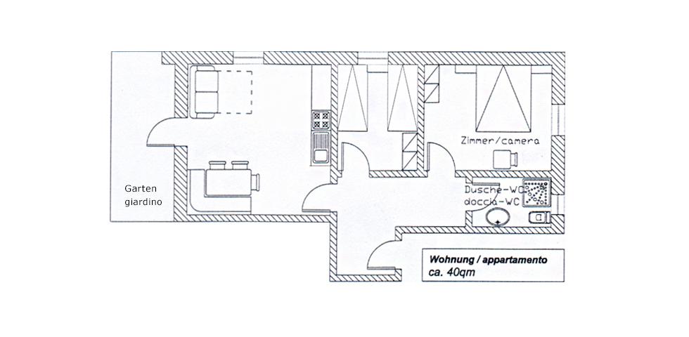 Ferienwohnung 2 - Wohnungsskizze