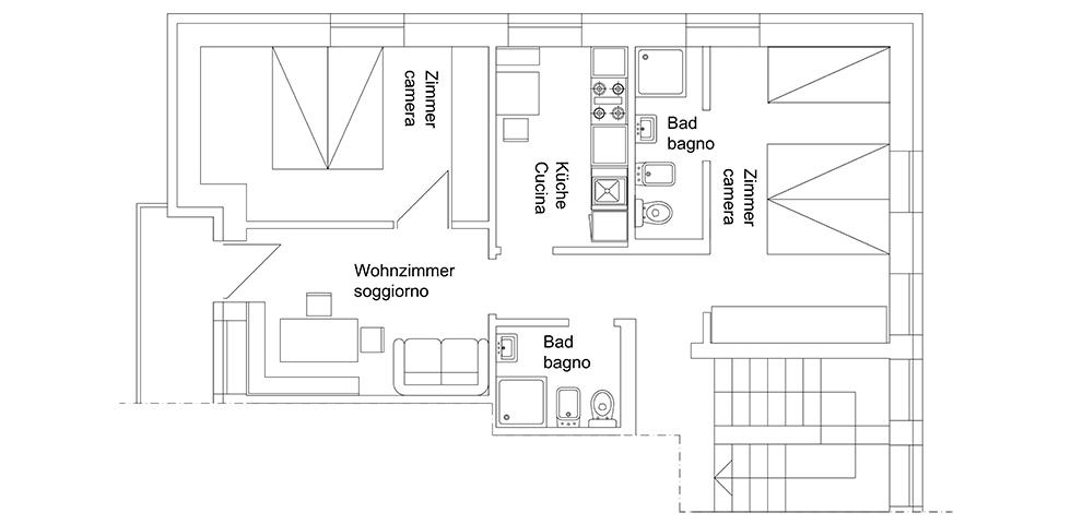 Ferienwohnung 6 - Wohnungsskizze