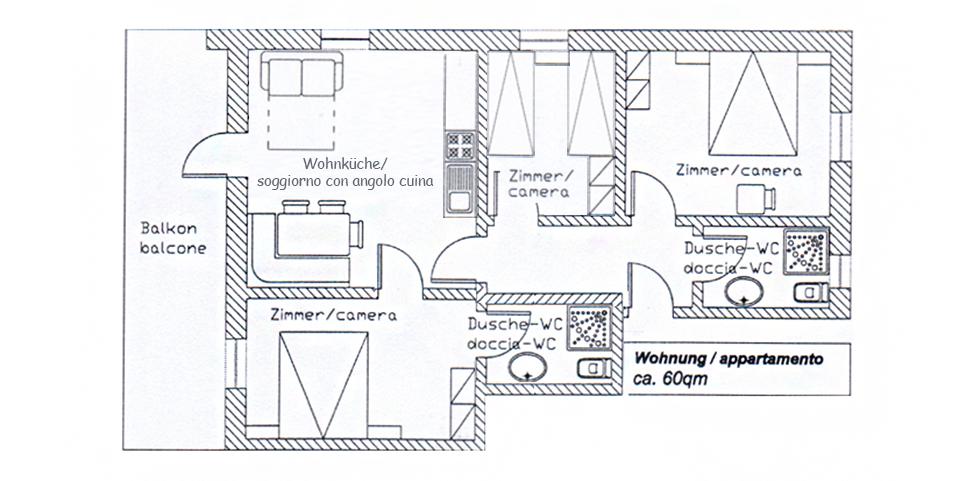 Ferienwohnung 4 - Wohnungsskizze